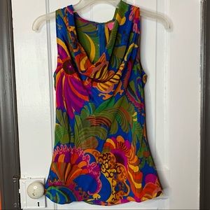 Banana Republic Trina Turk Retro Style Cowl Neck Sleeveless Blouse